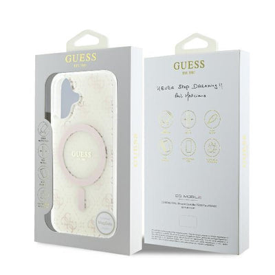 Guess IML 4G Background MagSafe Case for iPhone 16 Plus - White