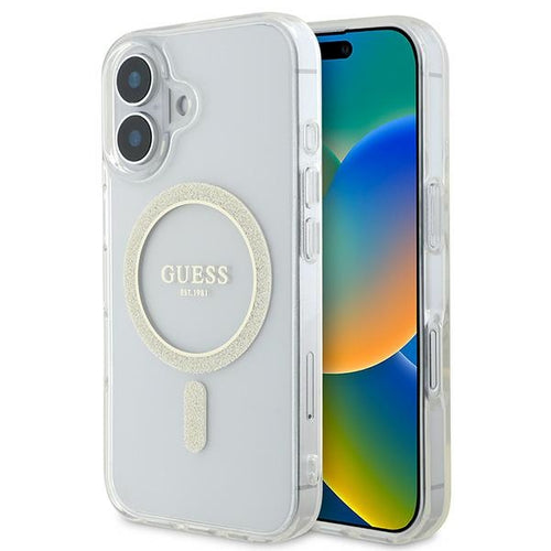 Guess IML Glitter Circle MagSafe iPhone 16 Case - Clear