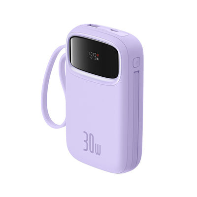 Baseus QPow 2 30W 10000mAh Power Bank with Built-in USB-C Cables - Purple