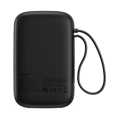 Baseus QPow 2 30W 10000mAh Power Bank with Built-in USB-C Cables - Black