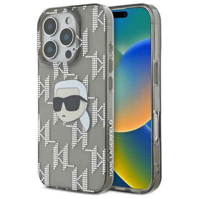 Karl Lagerfeld IML Karl Head Electroplated iPhone 16 Pro Case - Black