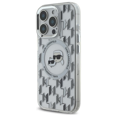 Karl Lagerfeld IML Monogram Karl & Choupette Head MagSafe iPhone 16 Pro Case - Clear