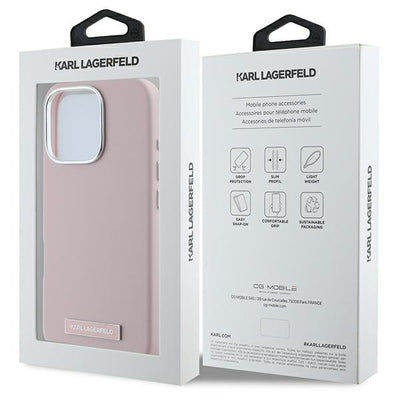 Karl Lagerfeld FW Metal Plate MagSafe iPhone 16 Pro Case - Pink