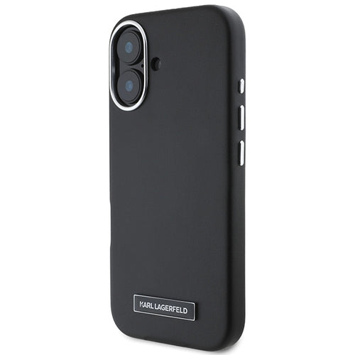 Karl Lagerfeld FW Metal Plate MagSafe iPhone 16 Plus Case - Black