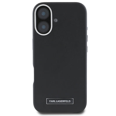 Karl Lagerfeld FW Metal Plate MagSafe iPhone 16 Plus Case - Black