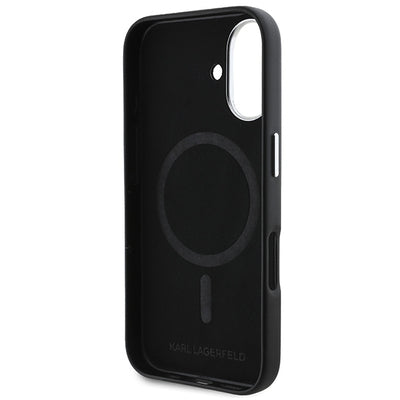 Karl Lagerfeld FW Metal Plate MagSafe iPhone 16 Plus Case - Black
