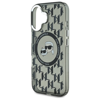 Karl Lagerfeld IML Monogram Karl & Choupette Head MagSafe iPhone 16 Case - Black