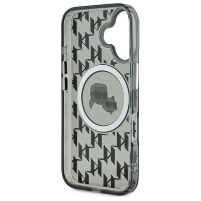 Karl Lagerfeld IML Monogram Karl & Choupette Head MagSafe iPhone 16 Case - Black