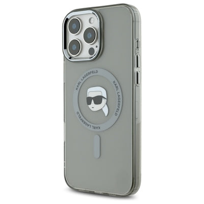 Karl Lagerfeld IML Metal Karl Head MagSafe Case for iPhone 16 Pro Max - Black