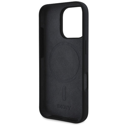 DKNY Silicone White Printed Logo MagSafe iPhone 16 Pro Case - Black