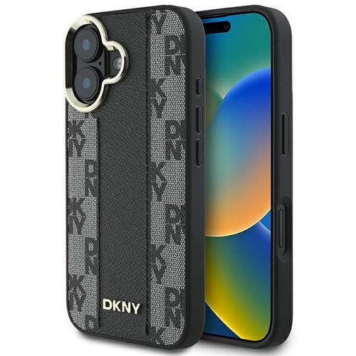 DKNY Checkered Pattern Magsafe iPhone 16 Case - Black