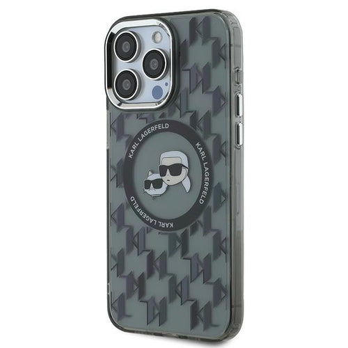 Karl Lagerfeld IML Monogram Karl & Choupette Head MagSafe iPhone 15 Pro Case - Black