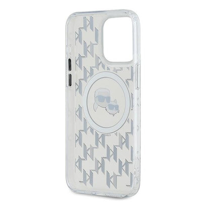 Karl Lagerfeld IML Monogram Karl & Choupette Head MagSafe iPhone 15 Pro Case - Clear