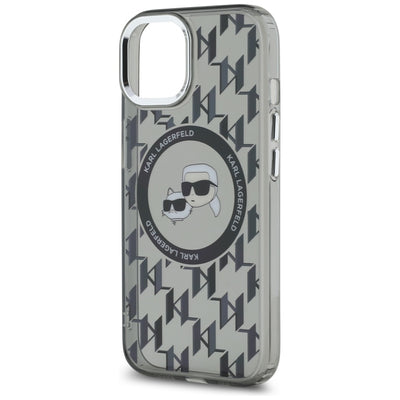 Karl Lagerfeld IML Monogram Karl & Choupette Head MagSafe iPhone 15 Case - Black