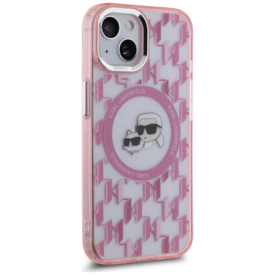 Karl Lagerfeld IML Monogram Karl & Choupette Head MagSafe iPhone 15 Case - Pink