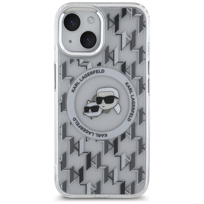 Karl Lagerfeld IML Monogram Karl & Choupette Head MagSafe iPhone 15 Case - Clear