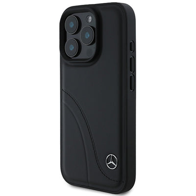 Mercedes MB Curved Stitches Leather iPhone 16 Pro Case - Black