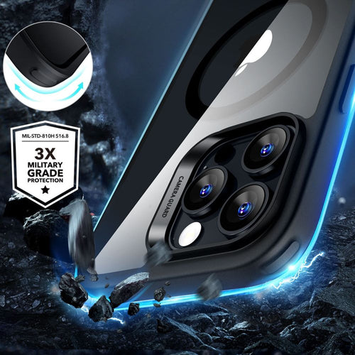 ESR Classic Hybrid Halolock MagSafe Case + Tempered Glass for iPhone 16 Pro - Clear with Black Frame