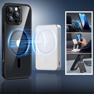 ESR Classic Hybrid Halolock MagSafe Case + Tempered Glass for iPhone 16 Pro Max - Clear with Black Frame