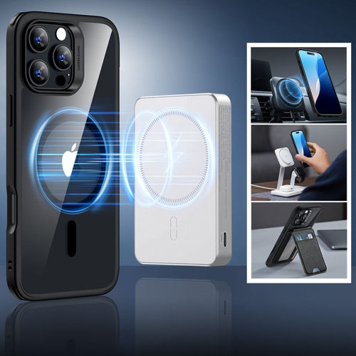 ESR Classic Hybrid Halolock MagSafe Case + Tempered Glass for iPhone 16 Pro Max - Clear with Black Frame