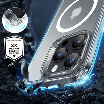 ESR Classic Hybrid Halolock MagSafe Case + Tempered Glass for iPhone 16 Pro Max - Semi-Transparent