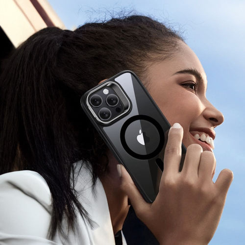 ESR Classic Hybrid Kickstand Halolock MagSafe Case with Stand + Tempered Glass for iPhone 16 Pro Max - Clear with Black Frame