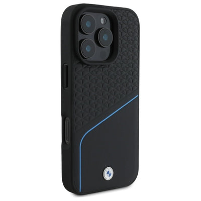 BMW Sign Leather Textured And Line MagSafe Case for iPhone 16 Pro Max - Black