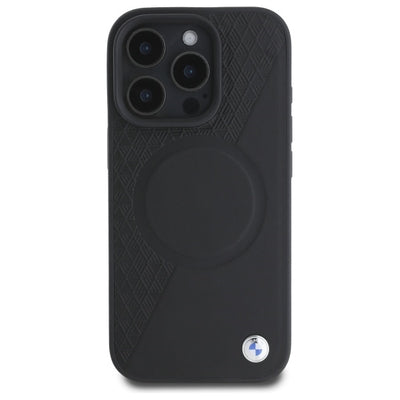 BMW Sign Leather Half Textured And Circle MagSafe case for iPhone 16 Pro Max - black