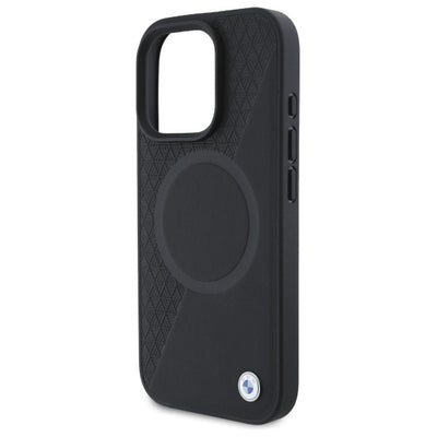 BMW Sign Leather Half Textured And Circle MagSafe case for iPhone 16 Pro Max - black