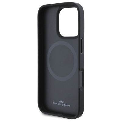 BMW Sign Leather Half Textured And Circle MagSafe case for iPhone 16 Pro Max - black