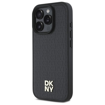 DKNY Repeat Pattern Stack Logo MagSafe iPhone 16 Pro Max Case - Black