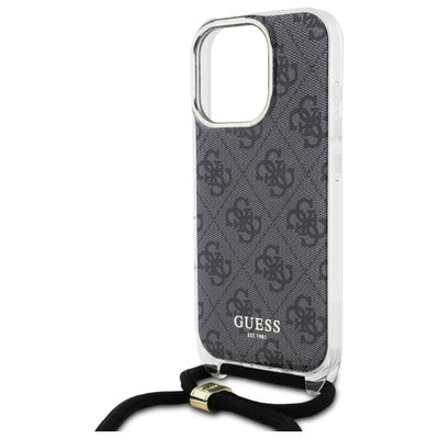 Guess Crossbody Cord 4G Print Case for iPhone 16 Pro Max - Black