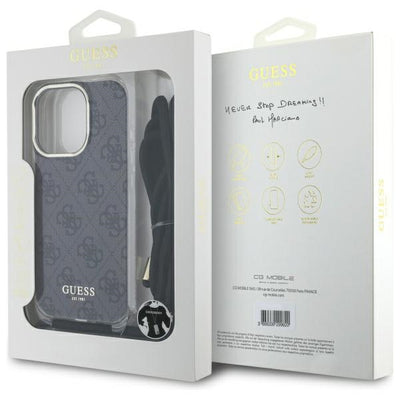 Guess Crossbody Cord 4G Print Case for iPhone 16 Pro Max - Black