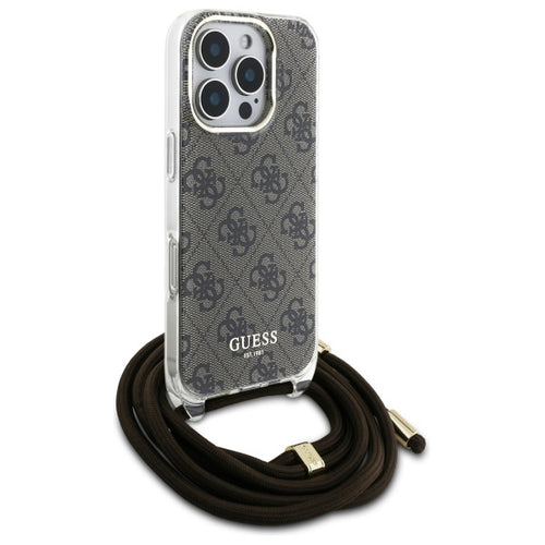 Guess Crossbody Cord 4G Print Case for iPhone 16 Pro Max - Brown