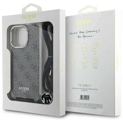 Guess Crossbody Cord 4G Print Case for iPhone 16 Pro Max - Brown