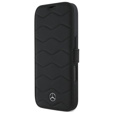 Mercedes MB Waves Leather Case for iPhone 16 Pro Max - Black