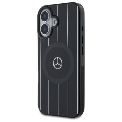 Mercedes MB Double Layer Crossed Lines MagSafe case for iPhone 16 - black