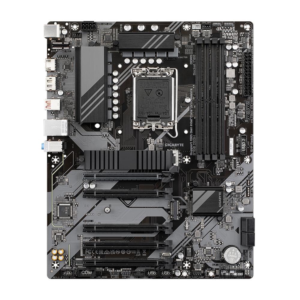 Mainboard GIGABYTE Intel B760 Express LGA1700 ATX Memory DDR5 Memory slots 4 4xPCI-Express 3.0 1x 1xPCI-Express 4.0 16x 2xM.2 1xHDMI 1xDisplayPort 4xUSB 2.0 1xUSB 3.2 1xUSB-C 1xPS/2 1xRJ45 3xAudio port B760DS3H