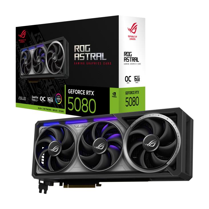 Graphics Card ASUS NVIDIA GeForce RTX 5080 16 GB GDDR7 256 bit PCIE 5.0 16x Triple slot Fansink 2xHDMI 3xDisplayPort ASTRAL-RTX5080-O16G-GAM