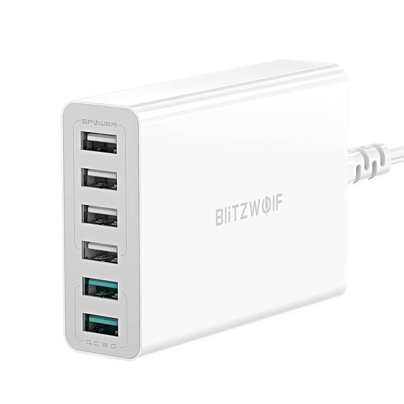 Ladegerät 6x USB Blitzwolf BW-S15, QC 3.0, 60 W (weiß)