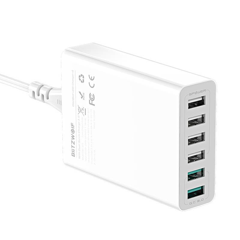 Ladegerät 6x USB Blitzwolf BW-S15, QC 3.0, 60 W (weiß)