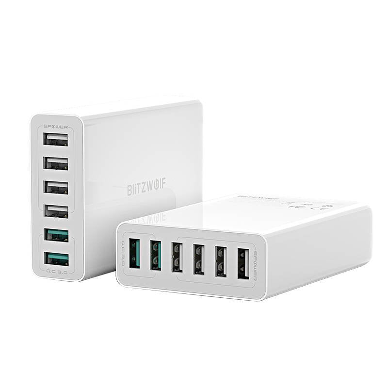 Ladegerät 6x USB Blitzwolf BW-S15, QC 3.0, 60 W (weiß)