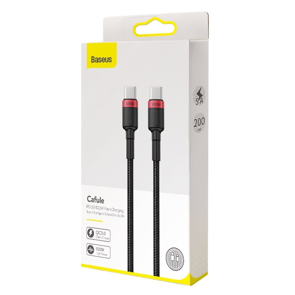 Baseus Cafule PD2.0 100W flash charging USB For Type-C cable (20V 5A)2m Red+Black - Product Image 7