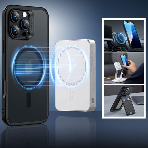 ESR Classic Hybrid Halolock MagSafe Case Set + Tempered Glass for iPhone 16 Pro Max - Semi-Transparent with Black Frame