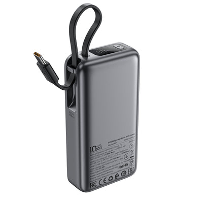 Acefast M7-10000 PD30W Powerbank with Built-in Cable - Black