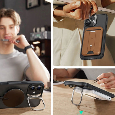 ESR Classic Hybrid Kickstand Halolock MagSafe Case Set + Tempered Glass for iPhone 16 - Black