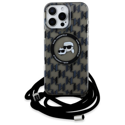 Karl Lagerfeld IML Crossbody Monogram Karl & Choupette Head MagSafe Case for iPhone 16 Pro - Black