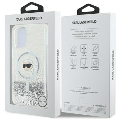 Karl Lagerfeld Liquid Glitter Karl Head Magsafe iPhone 16 Case - Clear