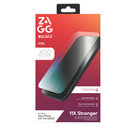 ZAGG InvisibleShield Glass XTR4 Graphene Screen Protector with Blue Light Filter for iPhone 16 Pro Max