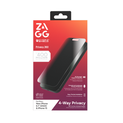ZAGG InvisibleShield Glass Elite Privacy 360 for iPhone 15 / 16